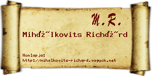 Mihálkovits Richárd névjegykártya